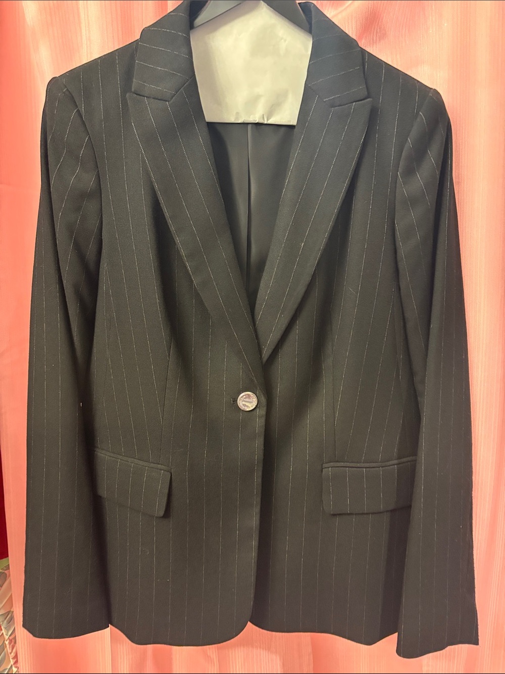 Dillard’s Calvin Klein Black Pinstripe Single-Button Blazer